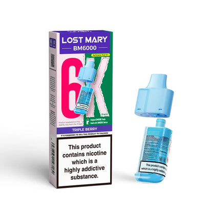 Lost Mary BM6000 refill pod cartridges on a white background