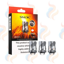 SMOK S1 Mini V2 vape part packaging with three silver coils on a white background