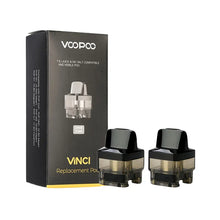 VooPoo Vinci replacement pod packaging with two black pods on a white background