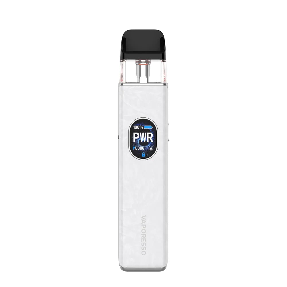 White vape device with a black top on a white background