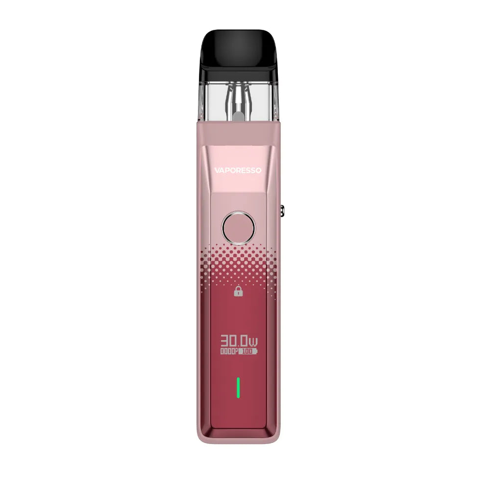 Pink vape device with brand name on a white background