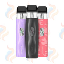 Three Vaporesso Xros 4 Mini Vape devices on a white background with UK Vape Supply Logo
