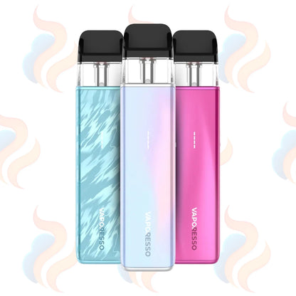 Three Vaporesso Xros 5 Mini Vape devices on a white background with UK Vape Supply Logo