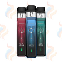 Three Vaporesso Xros Pro Vape devices on a white background with UK Vape Supply Logo
