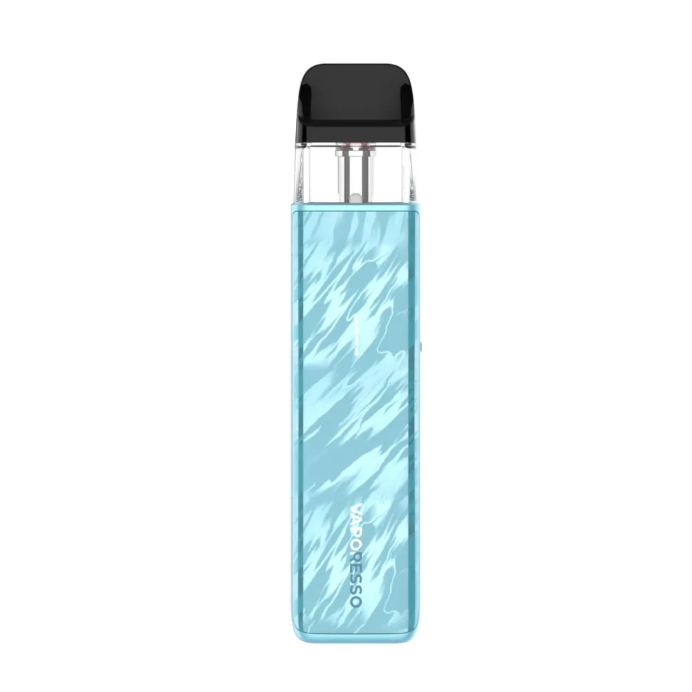 Blue and black vape device on a white background
