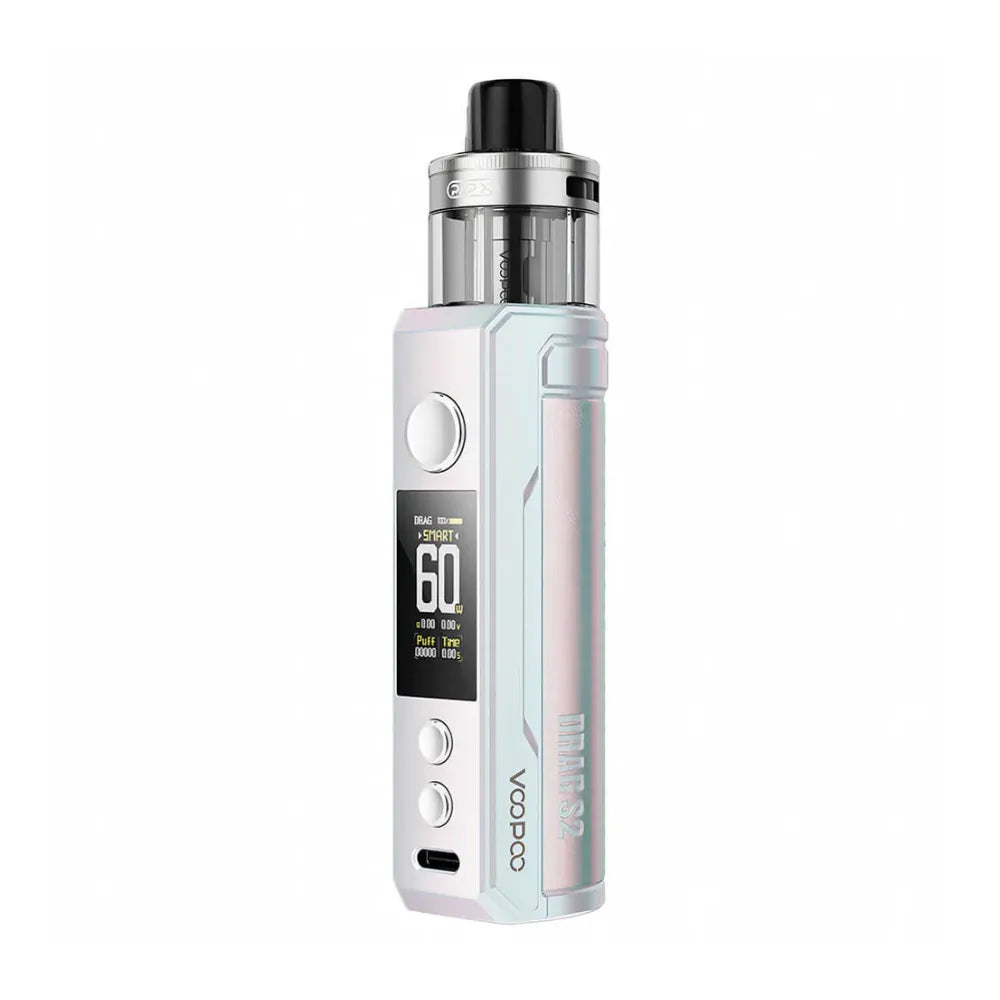 Vape device with visible branding on a white background