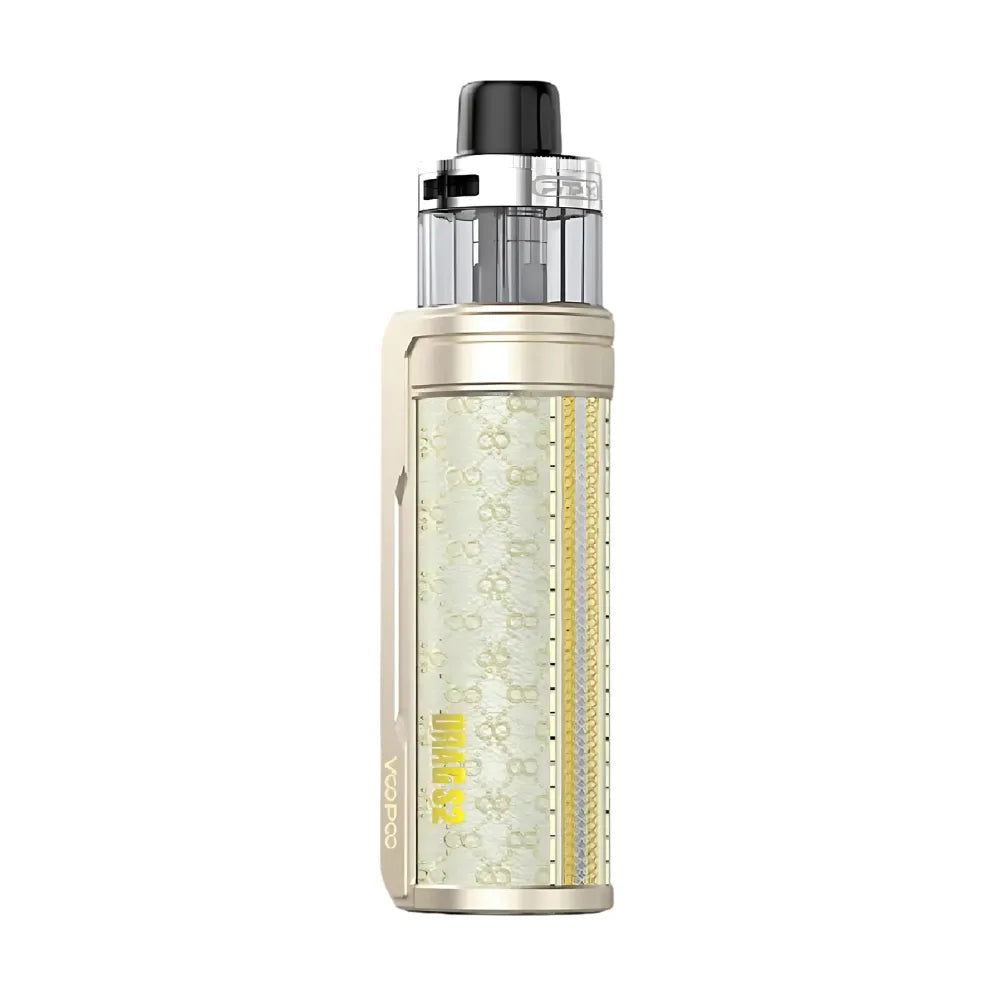 Vape device with decorative pattern on a white background