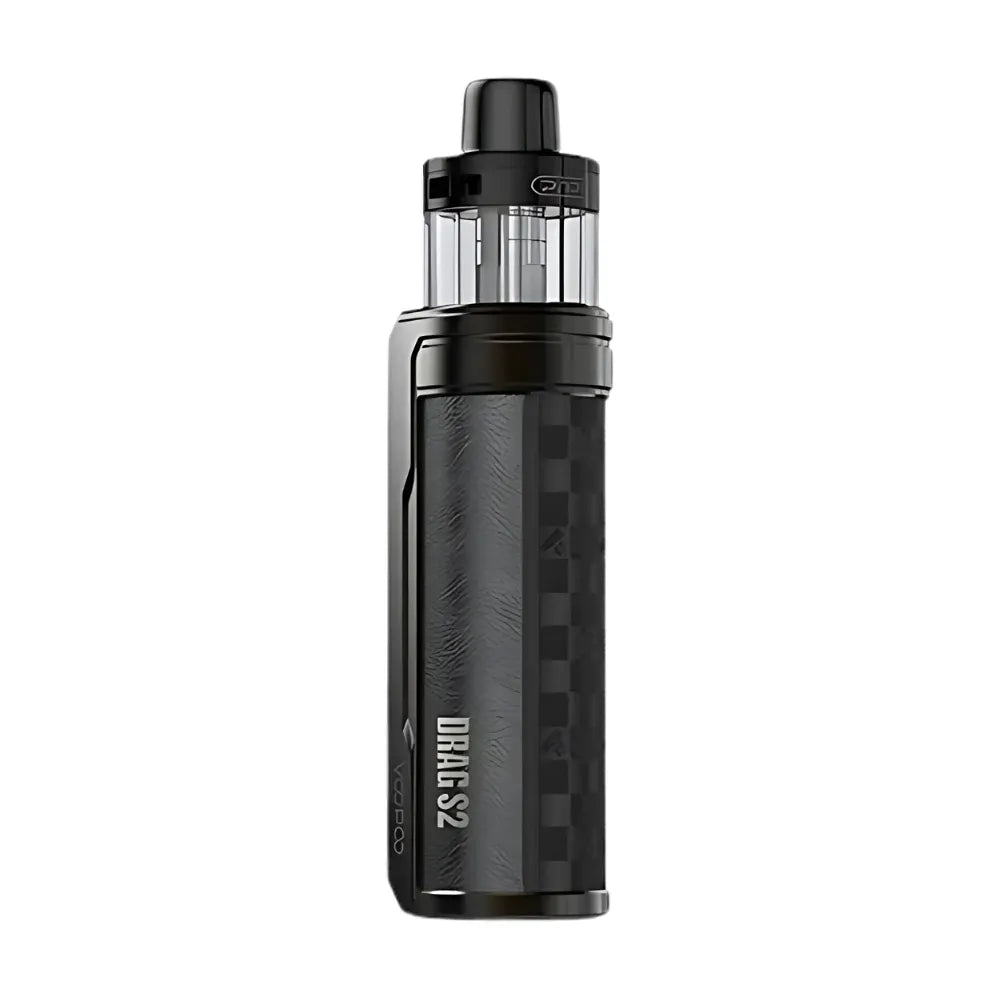 Black vape device with brand logo on a white background