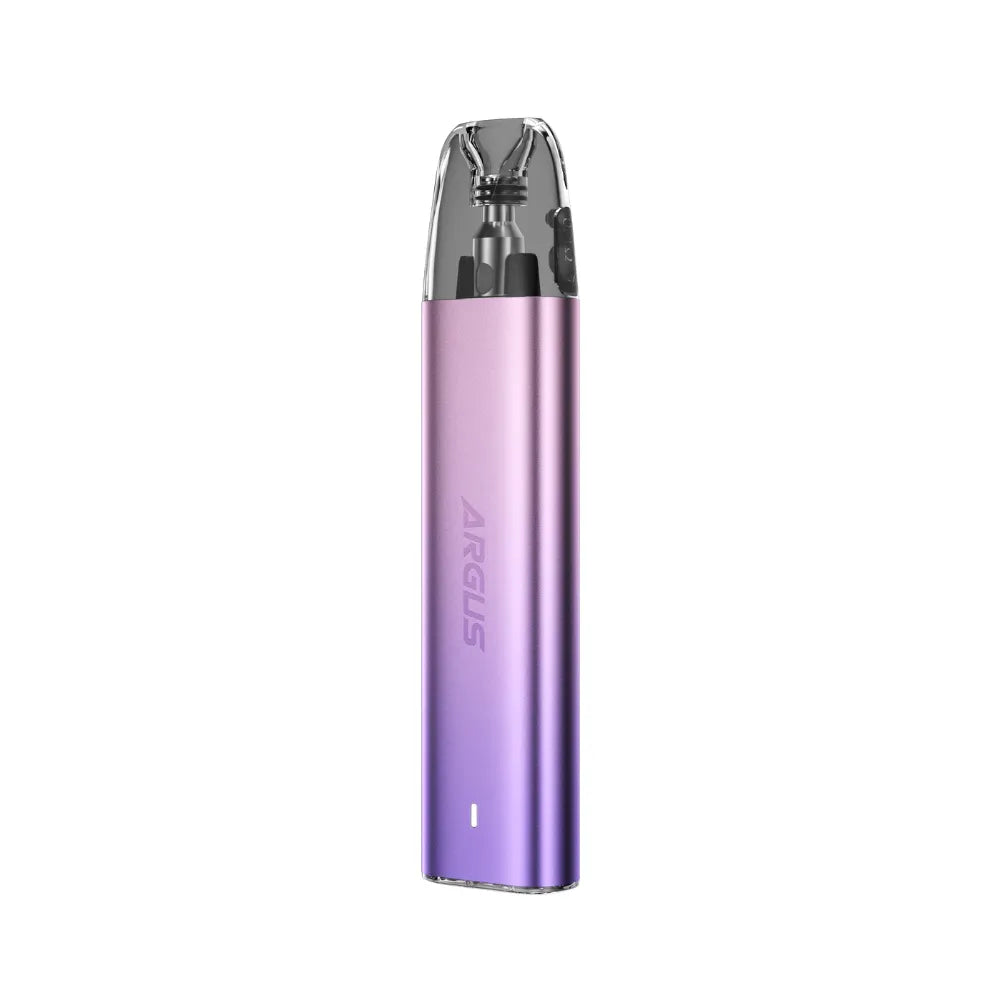 Purple vape device with 'ARGUS' branding on a white background