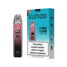 OXVA Xlim Classic Edition vape device and packaging on a white background