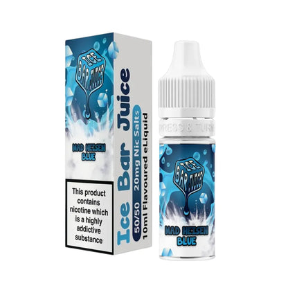 Ice Bar Juice Mad Heisen Blue eLiquid packaging on a white background