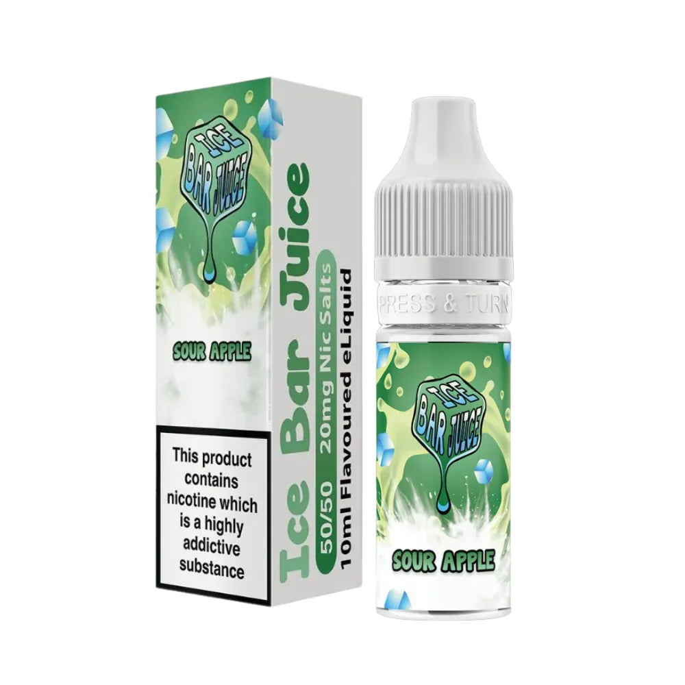 Ice Bar Juice Sour Apple e-liquid packaging on a white background