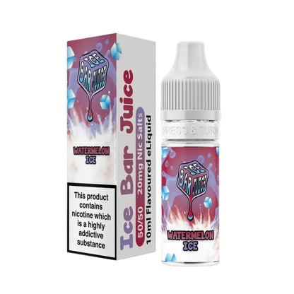Ice Bar Juice Watermelon Ice e-liquid bottle and packaging on a white background