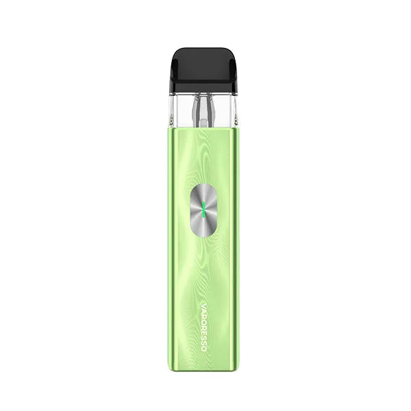 Green vape device with black top on a white background