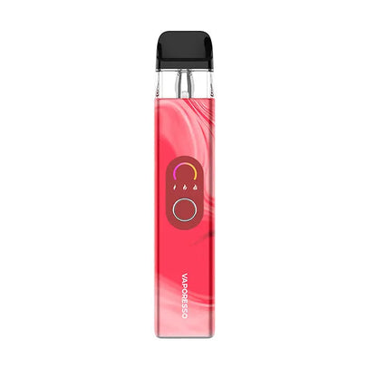 Vaporesso vaping device with a red and pink design on a white background