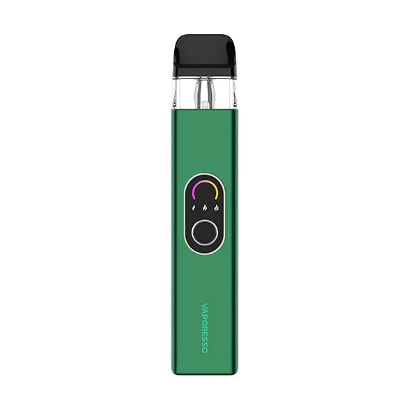 Green vape device with Vaporesso branding on a white background