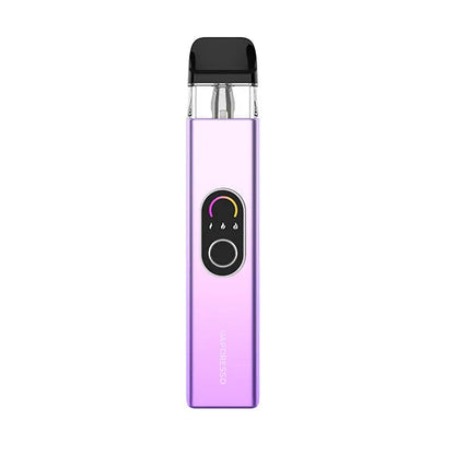 Purple vape device with a black top on a white background