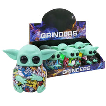 Yoda Inspired Grinder - Box of 6 herb grinders with colourful tops on white background