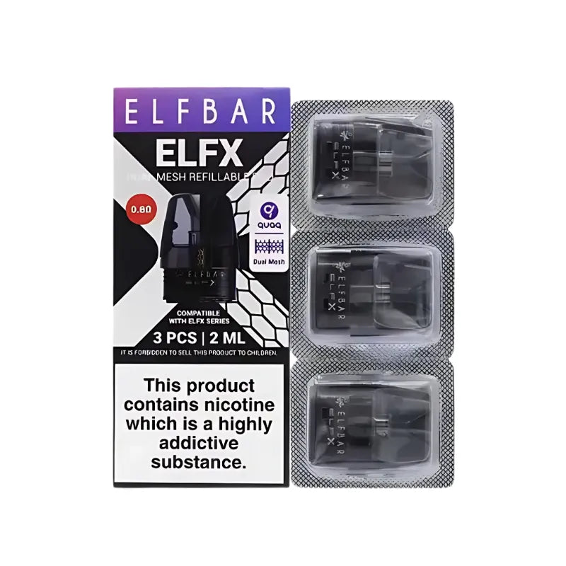 ELF BAR ELF X mesh refillable vape cartridges in packaging on a white background