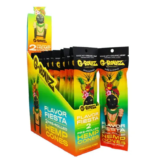 G-Rollz terpene-infused hemp cones 12-pack display box - Flavour Fiesta
