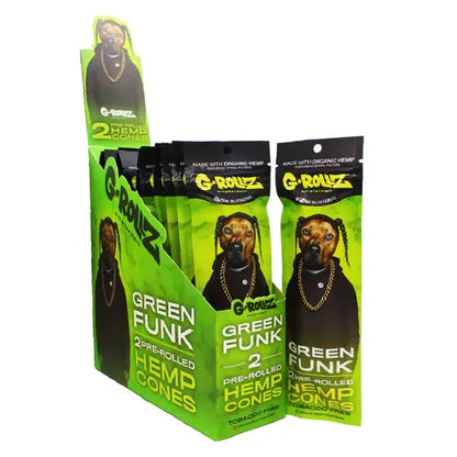 G-Rollz terpene-infused hemp cones 12-pack display box - Green Funk