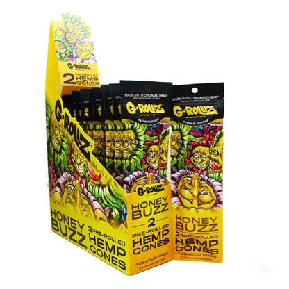 G-Rollz terpene-infused hemp cones 12-pack display box - Honey Buzz