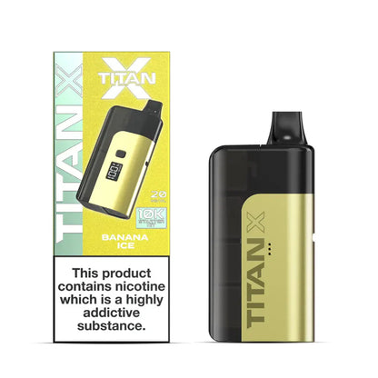 Titan X vaping device with packaging on a white background