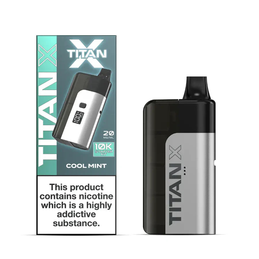Titan X vape device and packaging on a white background
